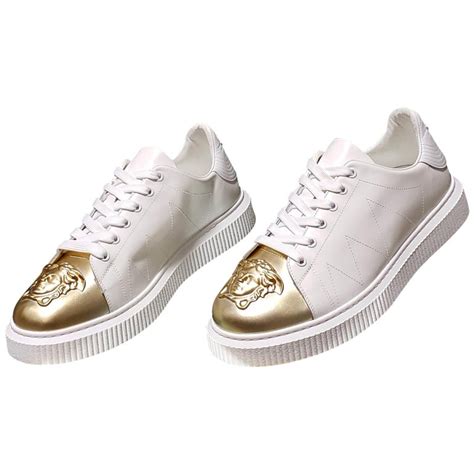 gold versace shoes white|silver and gold versace shoes.